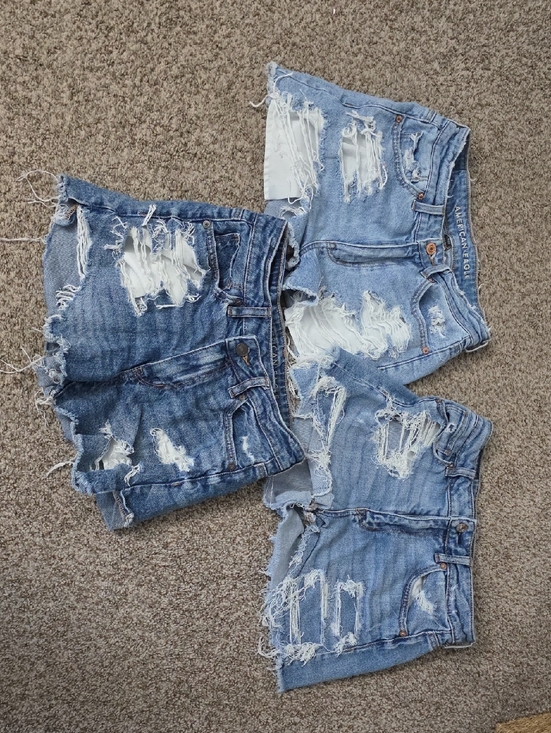 American Eagle Outfitters Pants - American Eagle Distressed Light Blue Short 3 Pairs.  Size 4